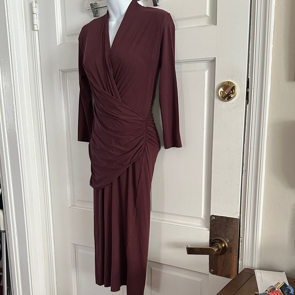 MM Lafleur Deep Burgundy Long Sleeve Dress